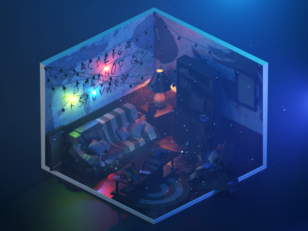 Upside Down stranger things room living room strangerthings fanart low.png