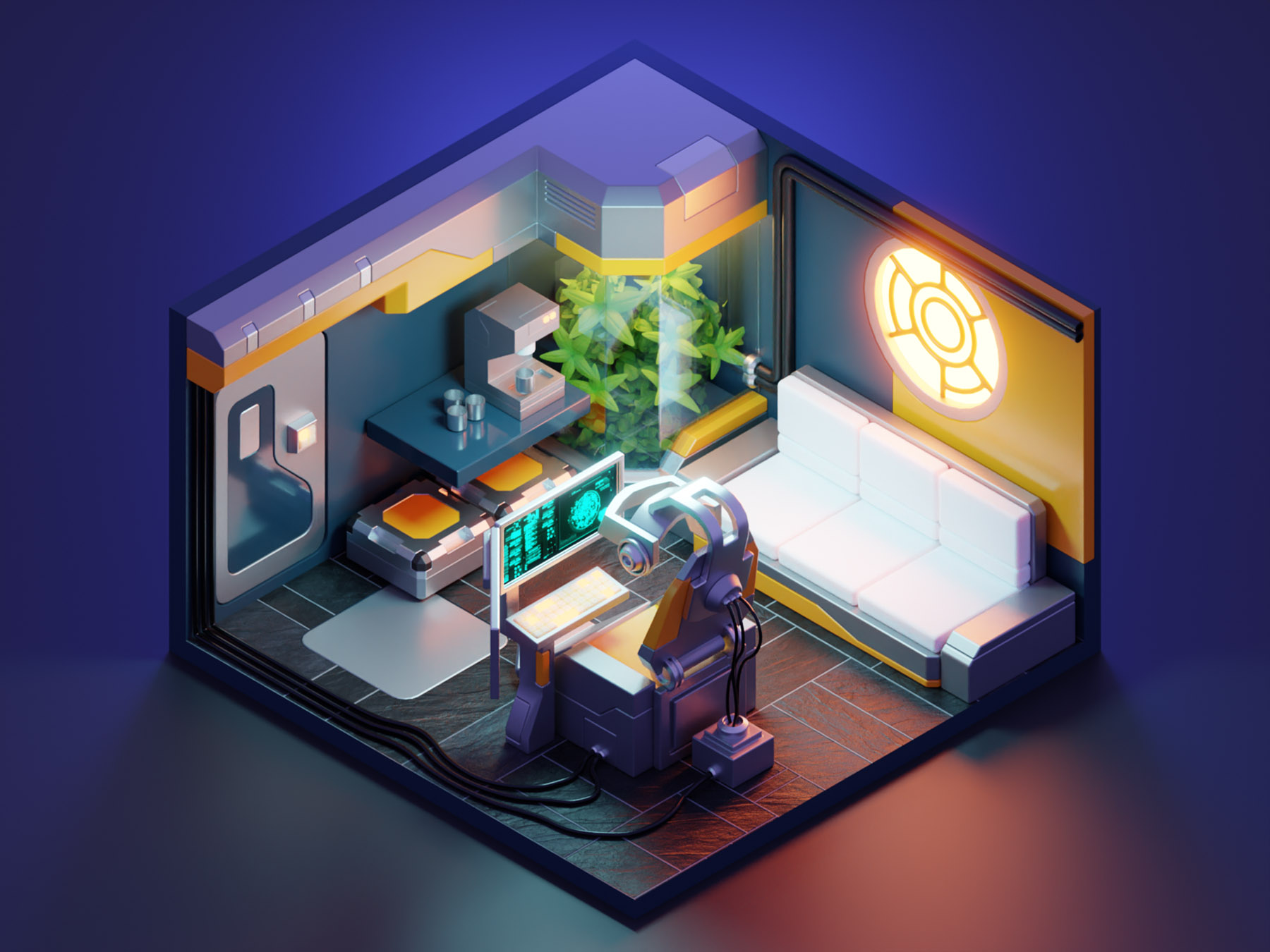 VR Room cyberpunk virtual reality vr room scifi lowpoly diorama isomet.jpg