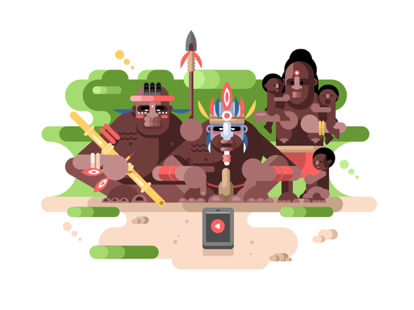 Aboriginal tribe and smartphone family tribe people character smartpho.png