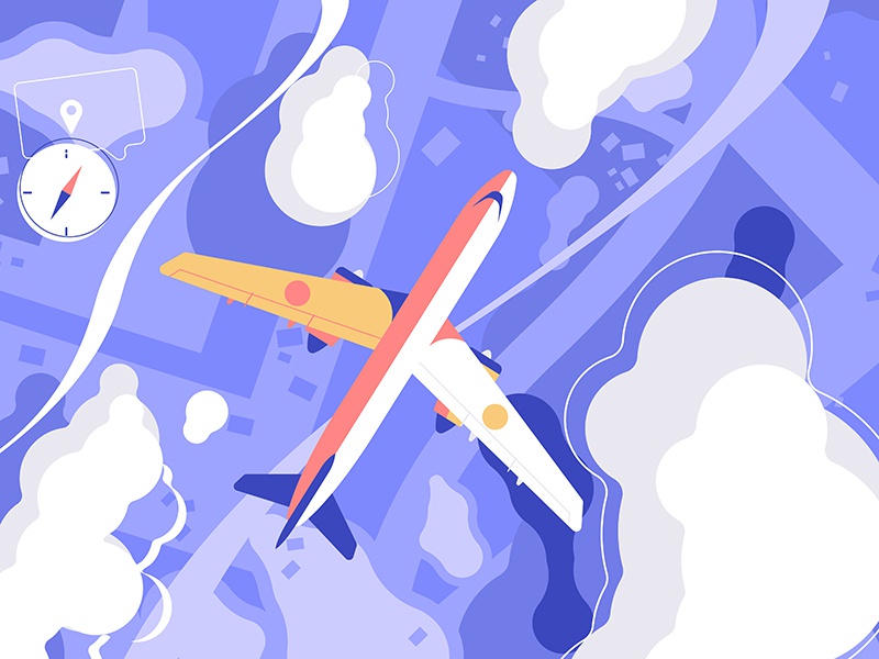 Above view on a flying passenger plane kit8 flat vector illustration a.jpg