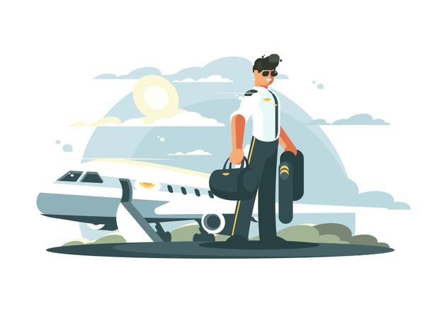 Airplane Pilot male flight travel profession pilot aircraft illustrati.png