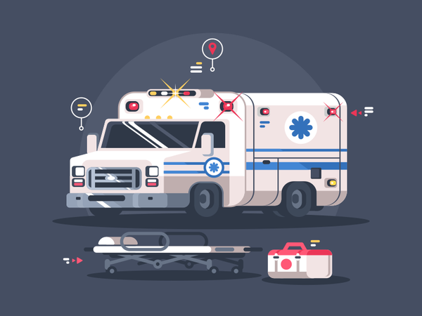 Ambulance car stretcher track medicine car ambulance illustration vect.png