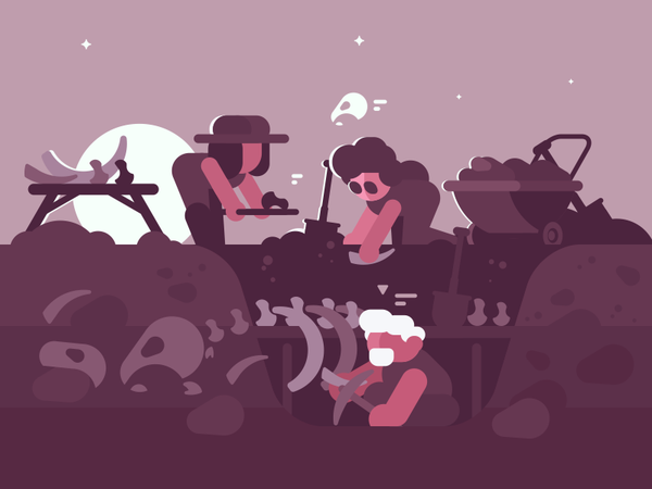 Archaeologist character fossil skeleton excavation archaeologist illus.png