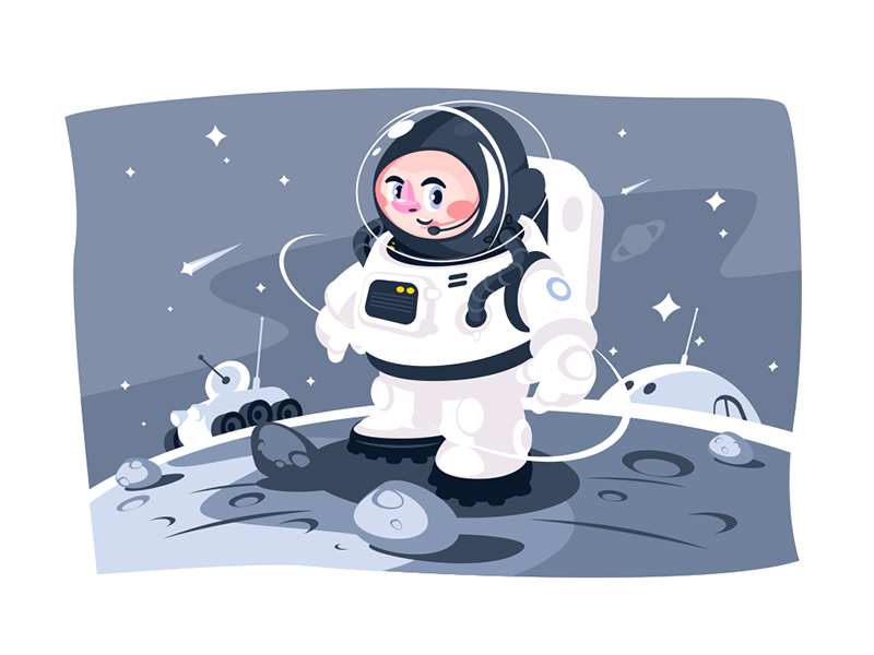 Astronaut on surface of a planet in space kit8 flat vector illustratio.png