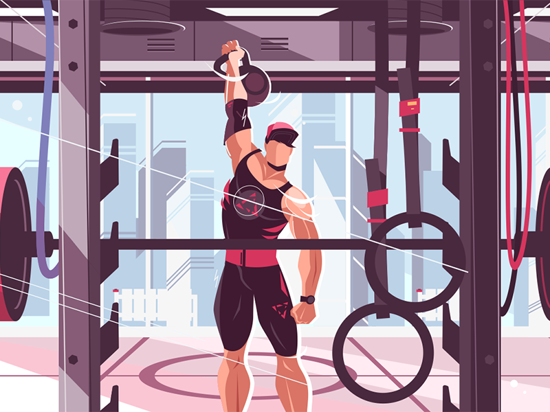 Athlete training in gym kit8 flat vector illustration muscles pumping.png