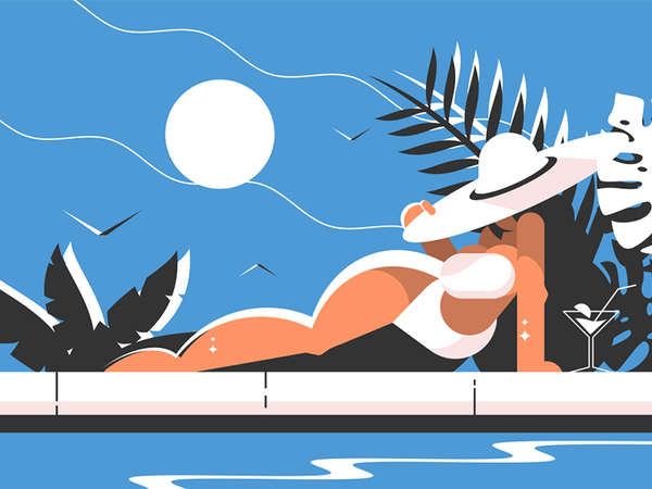 Attractive girl in bikini and hat holiday fashion pool hat bikini swim.png