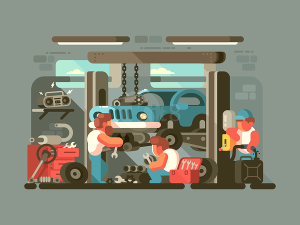 Auto service character garage auto repair service car illustration vec.png