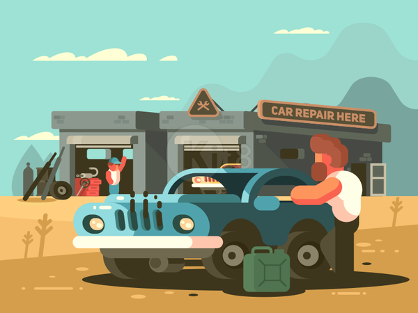 Auto service man gasoline repair auto car character illustration vecto.png