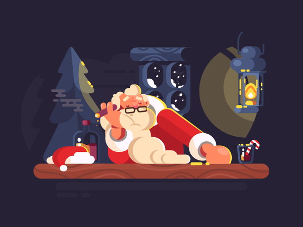 Bad Santa holiday cigar smoking alcohol man claus santa character illu.png