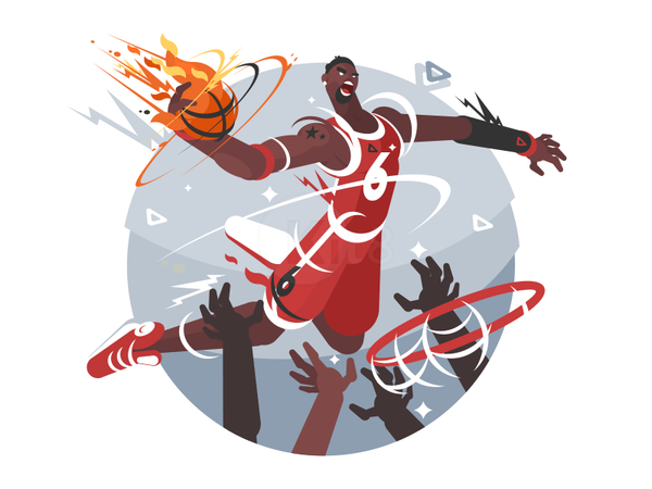 Basketball player character ball fire man black plat basketball illust.png