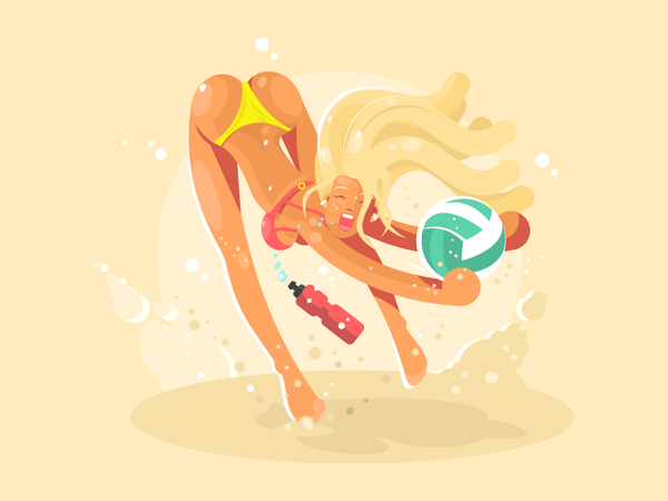 Beach volleyball character woman summer ball volleyball beach play gir.png