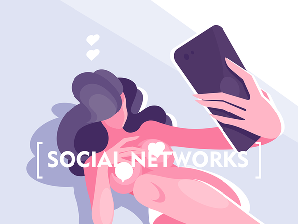 Beautiful girl in social networks character smartphone selfie comment.png