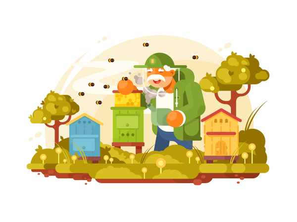Beekeeper elderly man nature beehive organic apiary beekeeping bee hon.png
