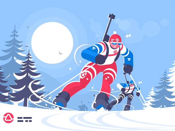 Biathlon race skiing man character sport olympic winter athlete man sk.png
