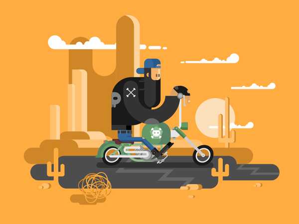 Biker cactus desert character road biker illustration vector flat kit8.png