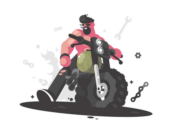 Biker motorcycle guy man moto biker character illustration vector flat.png