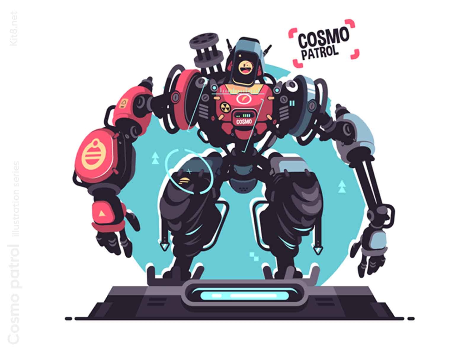 Bot support character illustration patrol cartoon police gun cosmos sm.jpg