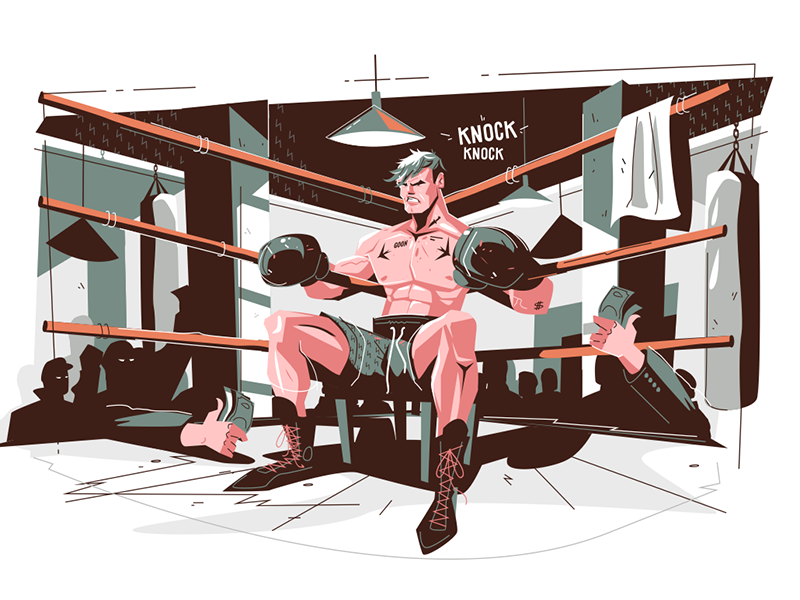 Boxer getting ready before final round kit8 flat vector illustration c.png