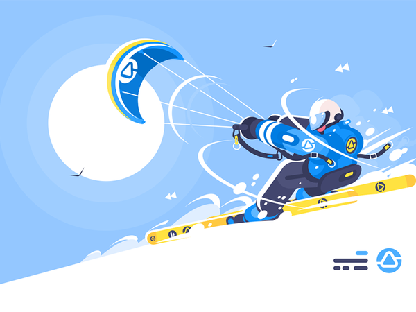 Boy snowkiter on alpine skiing character man skiing alpine snowkiter b.png
