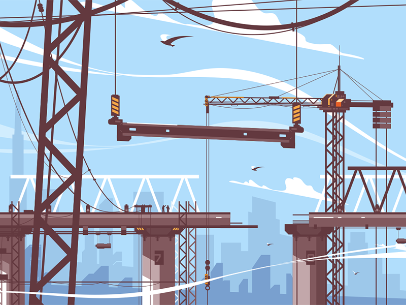 Bridge construction process kit8 flat vector illustration crane proces.png
