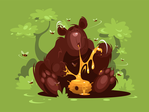 Brown bear character forest green honey sweet eat bear brown kit8 flat.png