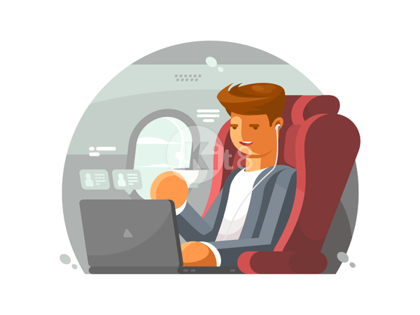 Businessman On Plane traveller aeroplane modern passenger flight trave.png