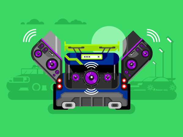 Car Audio sound tuned back speakers parking audio car illustration vec.png