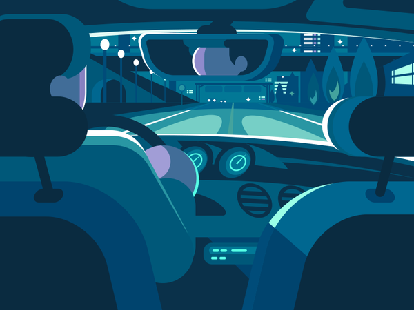 Car backseat view interior dashboard drive character transport car ill.png