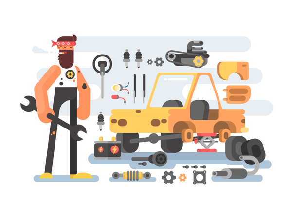 Car disassembly character man disassembly repair service car illustrat.png