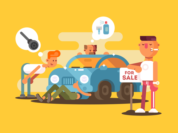 Car for sale character man sale car illustration vector flat kit8.png