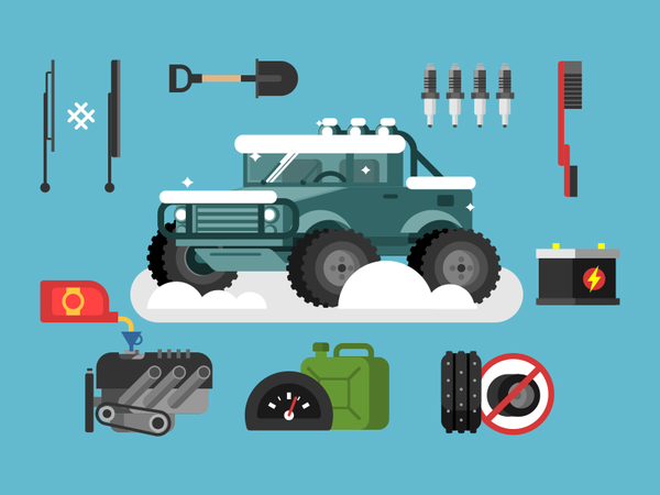 Car prepare for winter parts prepare winter car illustration vector fl.png