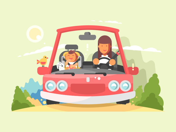 Car safe driving character kid child woman mother safe drive car illus.png