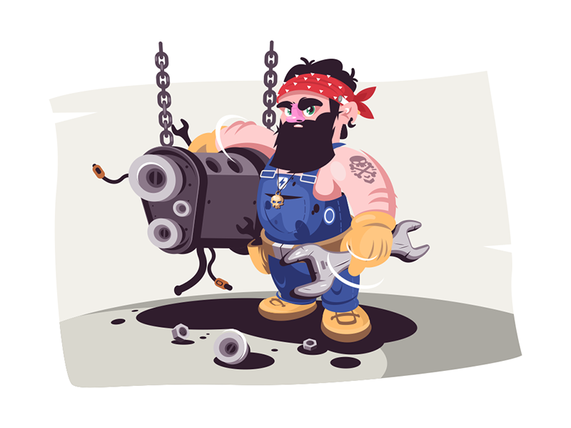 Car station auto mechanic kit8 flat vector illustration character car.png