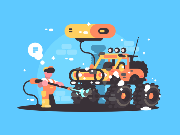 Car Wash illustration vector flat kit8 character suv water clean wash.png