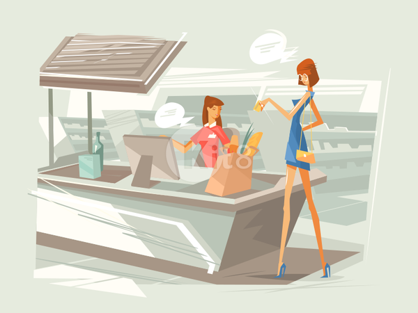 Cashier in supermarket sale shop store work market retail counter busi.png