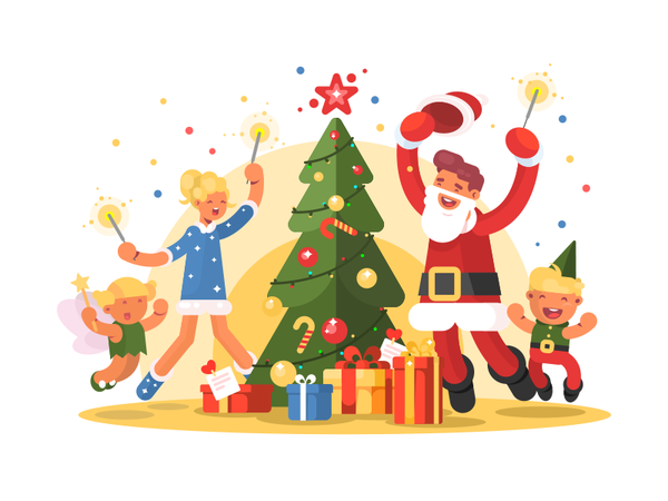 Celebrating xmas holiday people christmas celebration xmas family illu.png