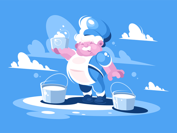 Cheerful milkman character product dairy milk cream bucket milkman che.png