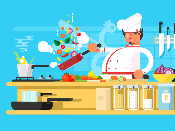 Chef food character prepare kitchen man chef illustration vector flat.png