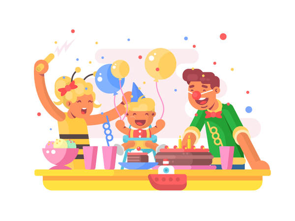 Children birthday celebration happy kid childhood party birthday illus.png