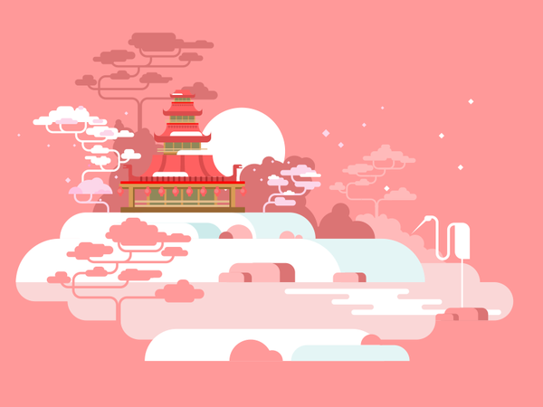China landscape tree landscape china illustration vector flat kit8.png