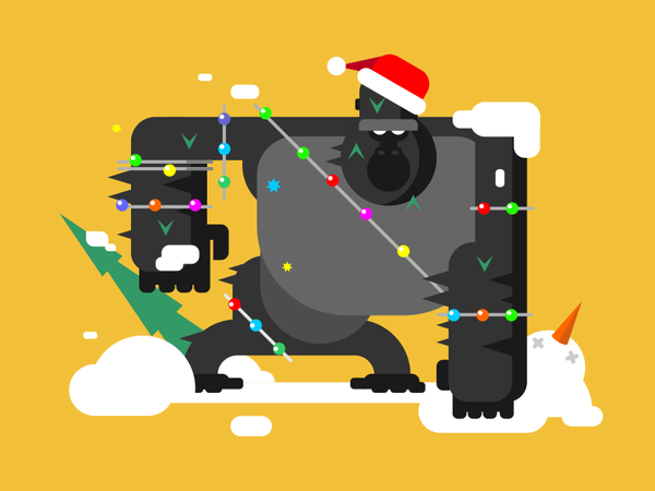Christmas Gorilla ape monkey fun character tree new year gorilla chris.png