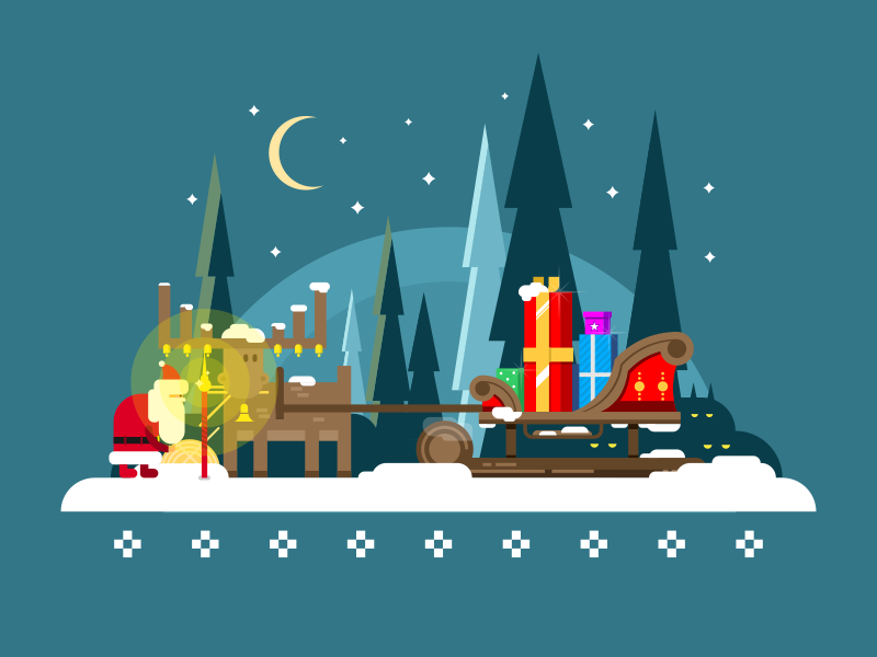 Christmas sleigh full of gifts reindeer forest santa gifts sleigh new.png