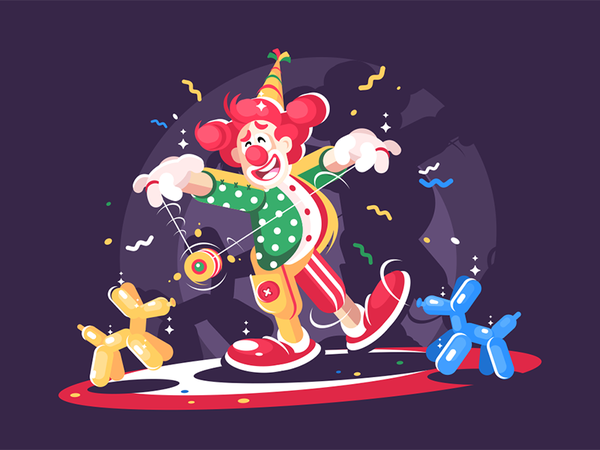 Circus show with cute clown character comedian animals balloon clown s.png