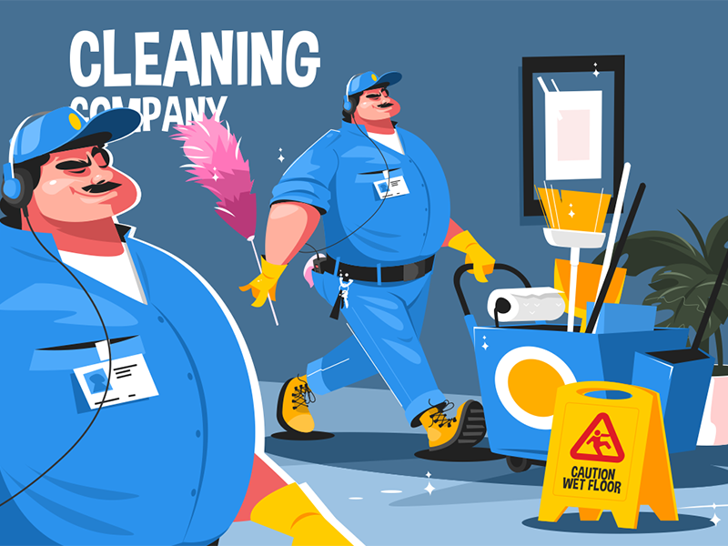 Cleaning company service kit8 flat vector illustration character offic.png