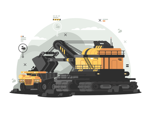 Coal mining industriu machine heavy mining coal illustration vector fl.png