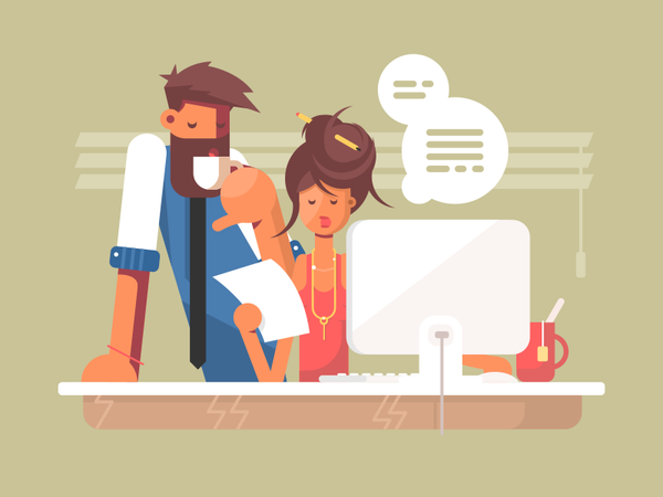 Colleagues workplace woman man character office work illustration vect.png