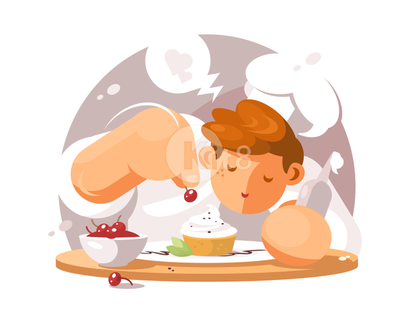 Confectioner sweet cherry food dessert cream confectioner cake illustr.png