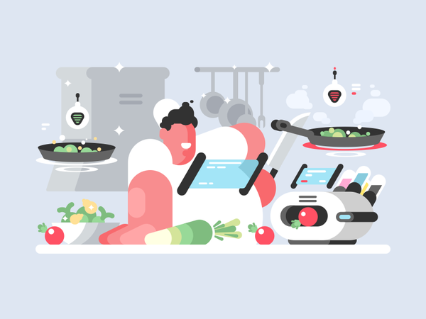 Cook character printer food innovation cooking uniform kitchen chef il.png