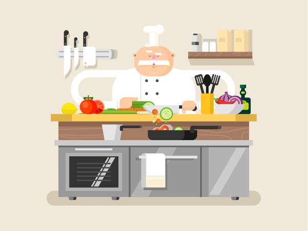 Cook kitchen man character cook illustration vector flat kit8.png