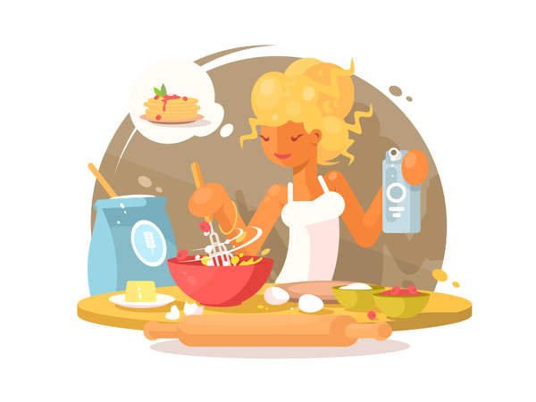 Cooking prepare meal cook character woman girl illustration vector fla.png